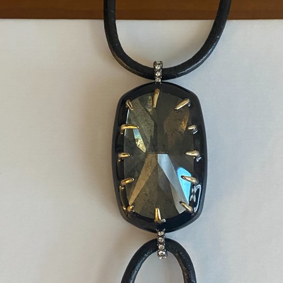 Alexis Bittar black and silver necklace with crystals and leather. - Picture 4 of 8